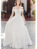 Ivory Lace Dotted Tulle Keyhole Back Sweet Wedding Dress